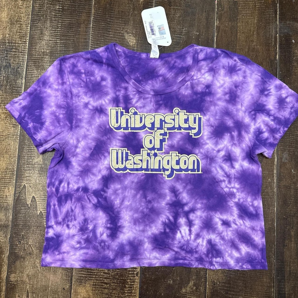 ZooZatz University of Washington Purple Tie-Dye Crop Top